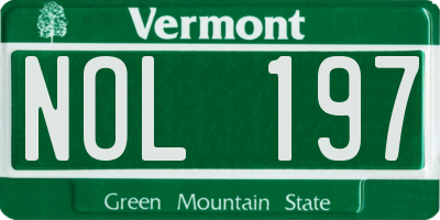 VT license plate NOL197