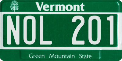 VT license plate NOL201