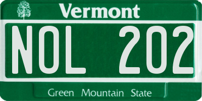 VT license plate NOL202