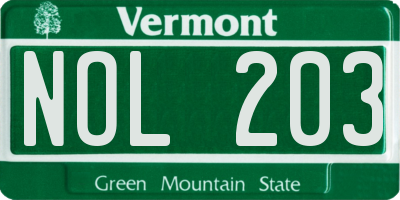 VT license plate NOL203