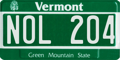 VT license plate NOL204
