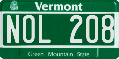 VT license plate NOL208