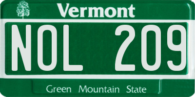 VT license plate NOL209