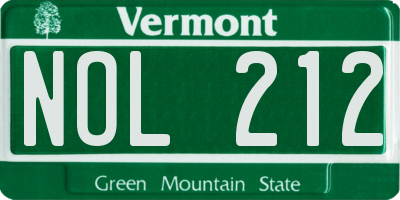 VT license plate NOL212