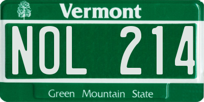 VT license plate NOL214