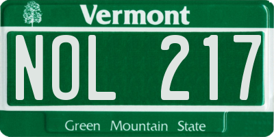 VT license plate NOL217