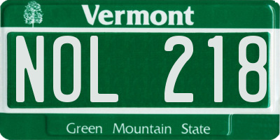 VT license plate NOL218