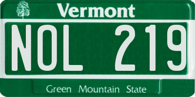 VT license plate NOL219