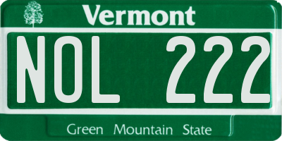 VT license plate NOL222