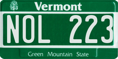 VT license plate NOL223