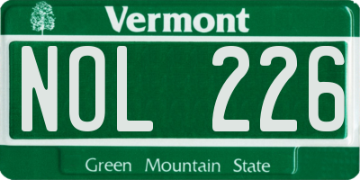 VT license plate NOL226