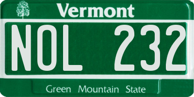 VT license plate NOL232