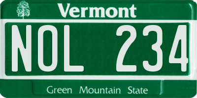 VT license plate NOL234
