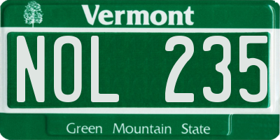 VT license plate NOL235