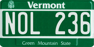 VT license plate NOL236
