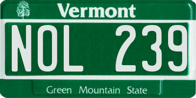 VT license plate NOL239