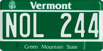 VT license plate NOL244