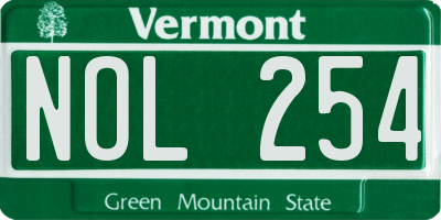 VT license plate NOL254