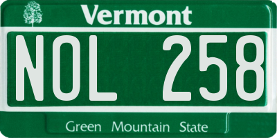 VT license plate NOL258