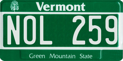 VT license plate NOL259