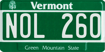 VT license plate NOL260