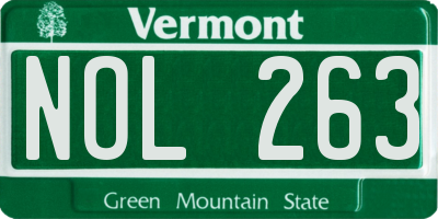 VT license plate NOL263