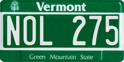 VT license plate NOL275