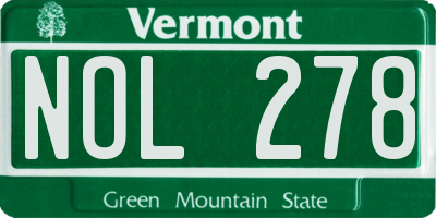 VT license plate NOL278