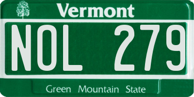 VT license plate NOL279
