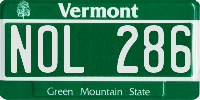 VT license plate NOL286