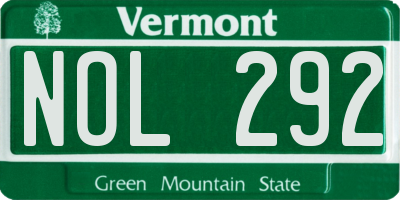 VT license plate NOL292