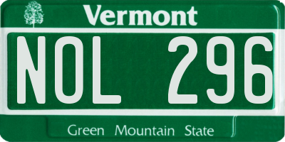 VT license plate NOL296