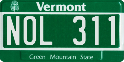 VT license plate NOL311