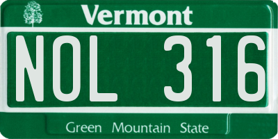 VT license plate NOL316