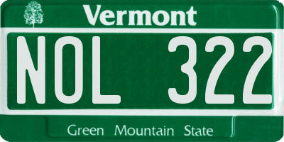VT license plate NOL322
