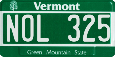 VT license plate NOL325