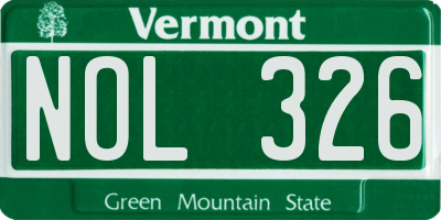 VT license plate NOL326