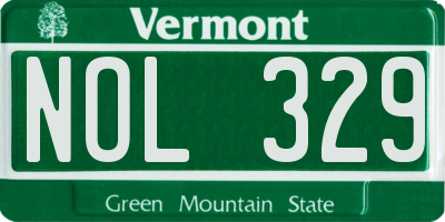 VT license plate NOL329