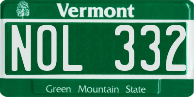 VT license plate NOL332