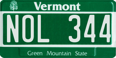 VT license plate NOL344