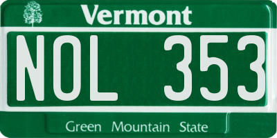 VT license plate NOL353