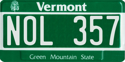 VT license plate NOL357