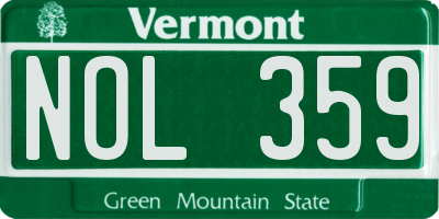 VT license plate NOL359
