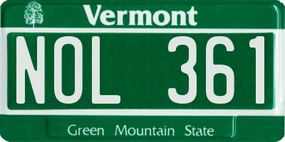 VT license plate NOL361