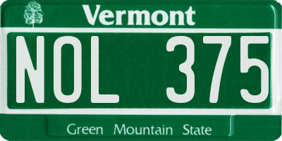 VT license plate NOL375