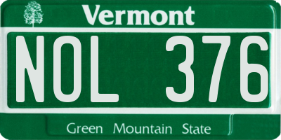 VT license plate NOL376