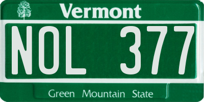 VT license plate NOL377