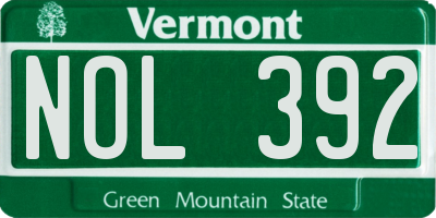 VT license plate NOL392