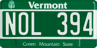 VT license plate NOL394