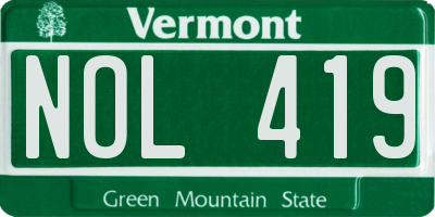 VT license plate NOL419
